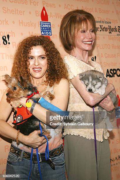 Bernadette Peters with dog, Molly and Mary Tyler Moore with dog, Timber