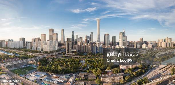 beijing cbd skyline panoramic daytime - skyline stitched composition stock pictures, royalty-free photos & images
