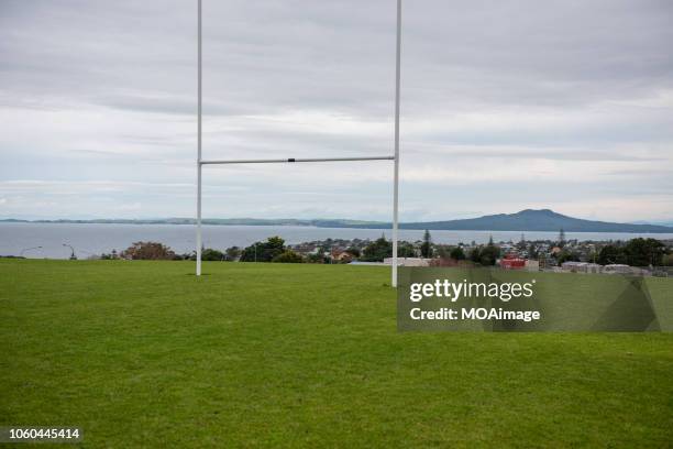 a rugby field,auckland,new zealand - rugbyplatz stock-fotos und bilder