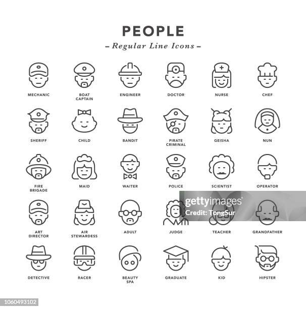 ilustrações de stock, clip art, desenhos animados e ícones de people - regular line icons - grandparents