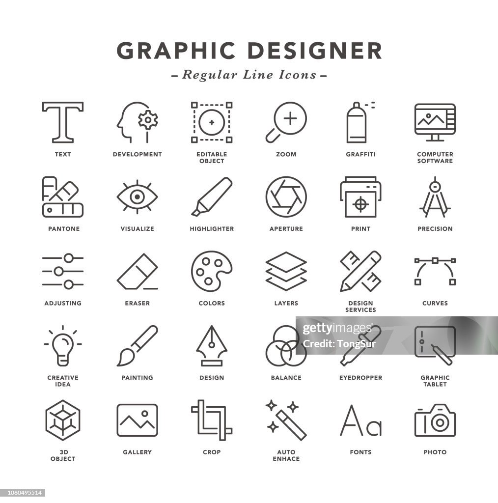 Diseñador gráfico - los iconos de línea Regular