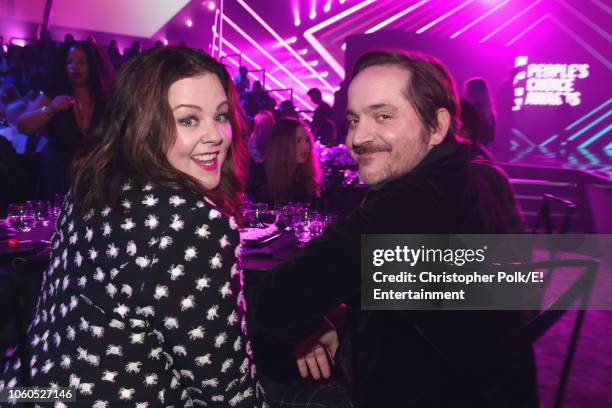 Pictured: Honoree Melissa McCarthy and actor Ben Falcone pose during the 2018 E! People's Choice Awards held at the Barker Hangar on November 11,...