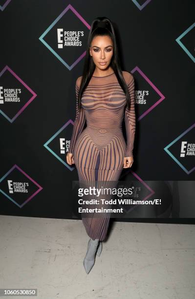 Pictured: Kim Kardashian backstage during the 2018 E! People's Choice Awards held at the Barker Hangar on November 11, 2018 -- NUP_185073 --