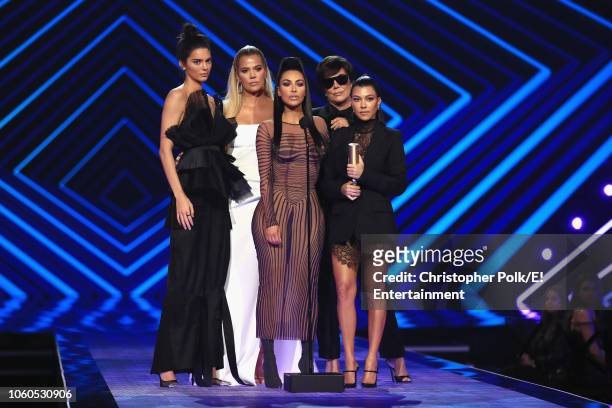 Pictured: TV personalities Kendall Jenner, Khloe Kardashian, Kim Kardashian West, Kris Jenner, and Kourtney Kardashian accept the The Reality Show of...