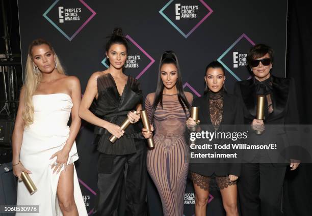 Pictured: Khloe Kardashian, Kendall Jenner, Kim Kardashian, Kourtney Kardashian and Kris Jenne, winners of the Reality Show of 2018 for 'Keeping Up...