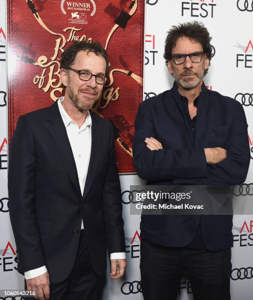 Ethan Coen and Joel Coen attend the Gala Screening of "The Ballad Of Buster Scruggs" at AFI FEST 2018 Presented By Audi at TCL Chinese Theatre on...