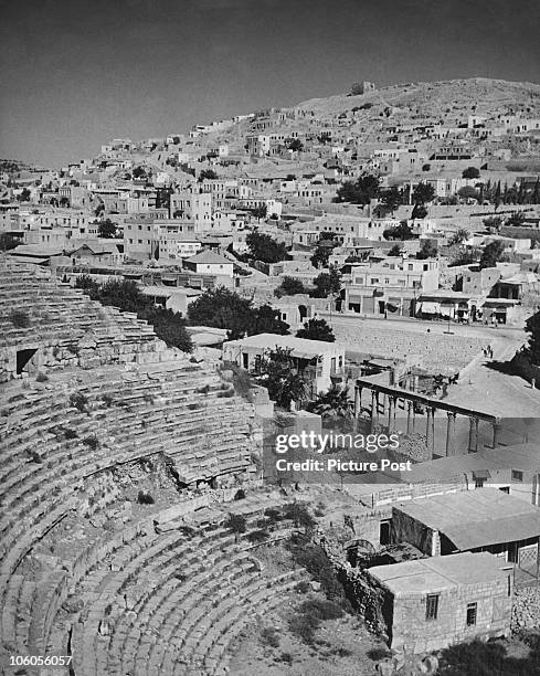 The Roman Theatre in Amman, Jordan, 1941. It was built in the mid 2nd century AD. Original Publication : Picture Post - 874 - The Heart Of The Middle...