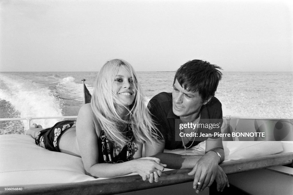 Alain Delon and Brigitte Bardot in Saint -Tropez