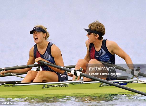 Karen Craft and Missy Ryan of the USA win Bronze in the Womens Coxless Pairs at the Sydney International Regatta Centre on Day eight of the Sydney...