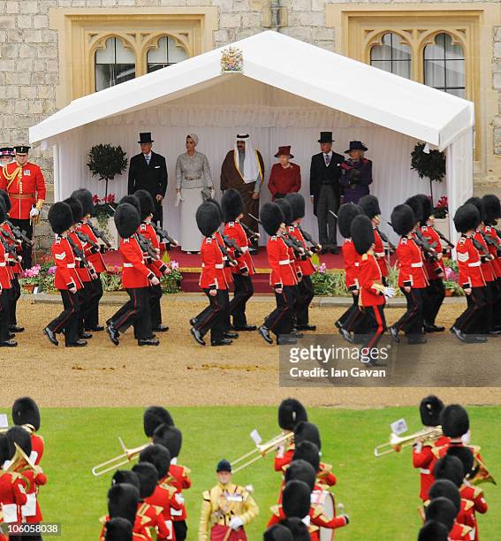 Prince Philip, Duke of Edinburgh, Sheikha Mozah bint Nasser Al-Missned, the Emir of the State of Qatar, Sheikh Hamad bin Khalifa Al-Thani, Queen...