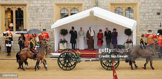 Prince Philip, Duke of Edinburgh, Sheikha Mozah bint Nasser Al-Missned, the Emir of the State of Qatar, Sheikh Hamad bin Khalifa Al-Thani, Queen...