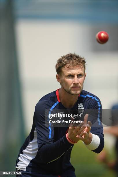 England captain Joe Root in action during England nets at Pallekelle Stadium on November 12, 2018 in Kandy, Sri Lanka.