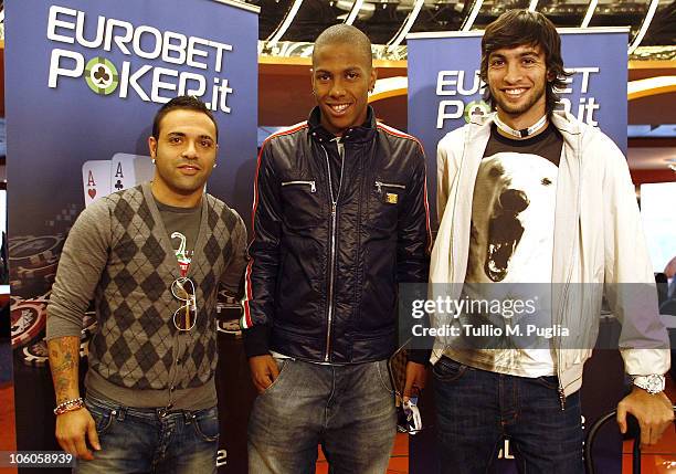 Players of Palermo Fabrizio Miccoli, Abel Hernandez and Javier Pastore attend the ship for the opening tournaments of the Mediterranean Cruise...