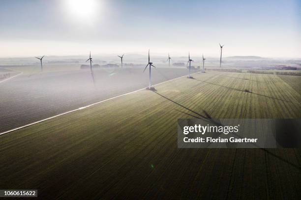 Wind turbines are pictured on November 11, 2018 in Melaune, Germany.