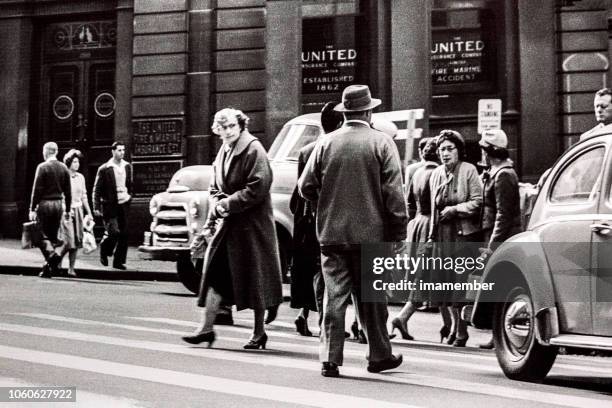 old photo from sixties of busy city street, australia - 60's stock pictures, royalty-free photos & images