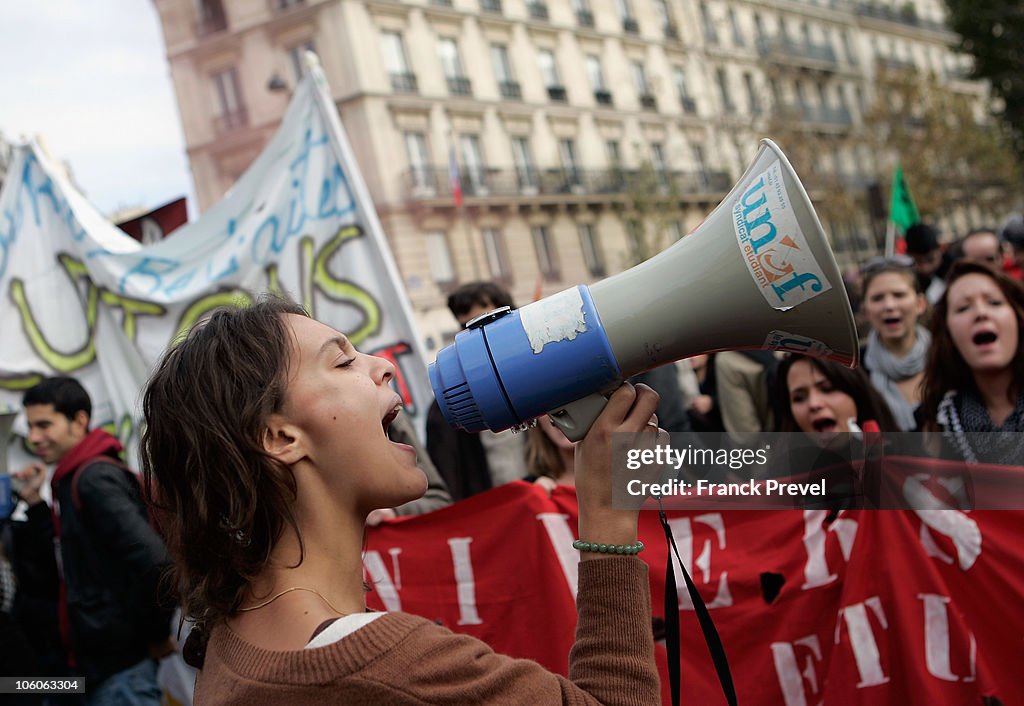 French Students Protest Against Pension Reforms Ahead Of Parliamentary Vote