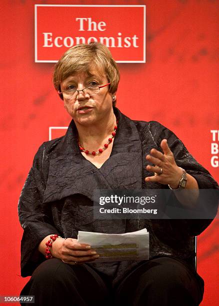 Irene Dorner, president and chief executive officer of HSBC Bank USA, speaks during the second annual 2010 Buttonwood Gathering sponsored by The...