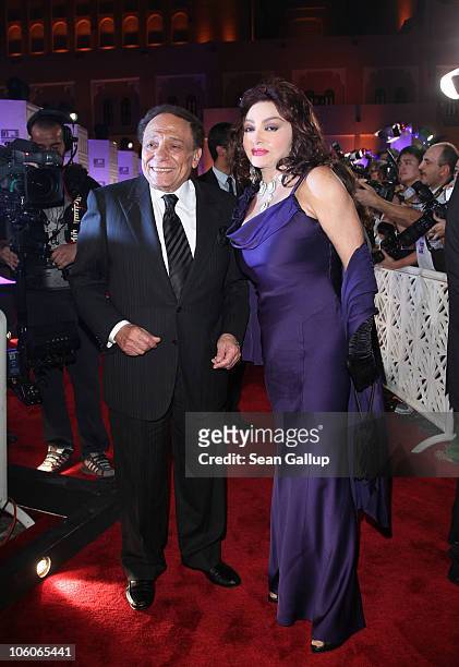 Actor Adel Imam and Nabila Obaid attend the Opening Night Gala during the 2010 Doha Tribeca Film Festival held at the Katara Opera House on October...