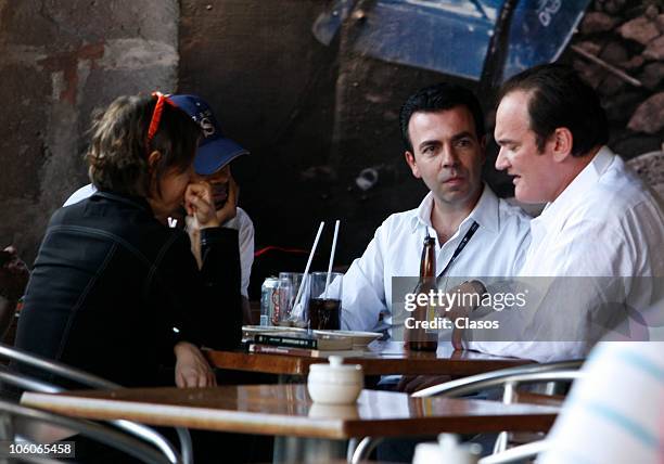 Film director Quentin Tarantino is seen in a restaurante with friends at Virrey de Mendoza Hotel, during his passage at the 8th Morelia International...