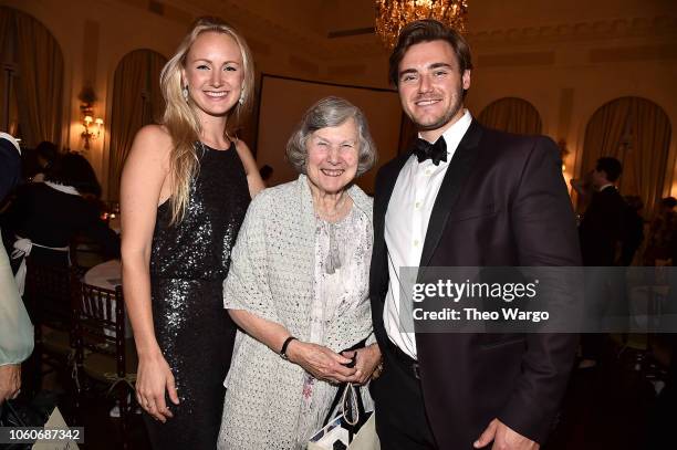 Alexandra Beckmeyer, Caroline Lareuse and Sean Beckmeyer attend the 2018 American Friends of Blerancourt Dinner on November 9, 2018 in New York City.