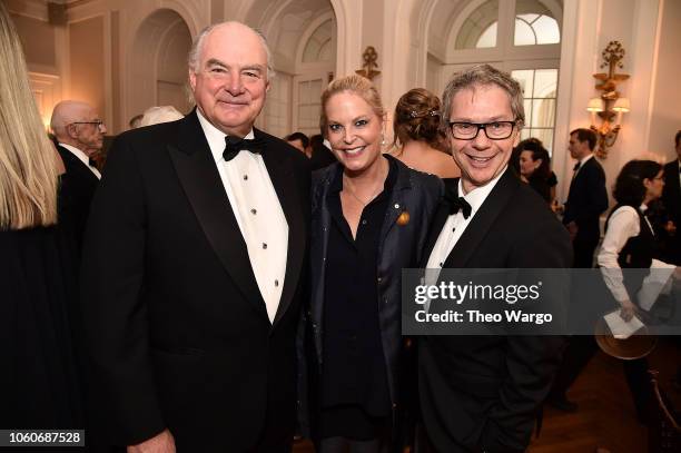 Phillippe Delouvrier, Carole Delouvrier and JC Agid attend the 2018 American Friends of Blerancourt Dinner on November 9, 2018 in New York City.