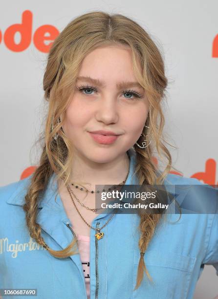 Ella Anderson attends Nickelodeon' Holiday Party With Casts Of "Cousins For Life" And "Henry Danger" at Nickelodeon Studios on November 10, 2018 in...