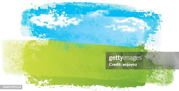 stockillustraties, clipart, cartoons en iconen met eenvoudige abstract landschap - golfbaan green