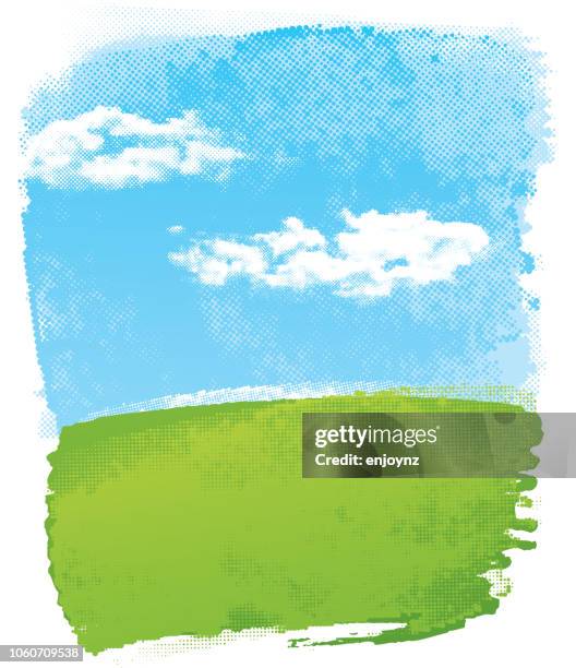 simple abstract landscape - grass sky stock illustrations