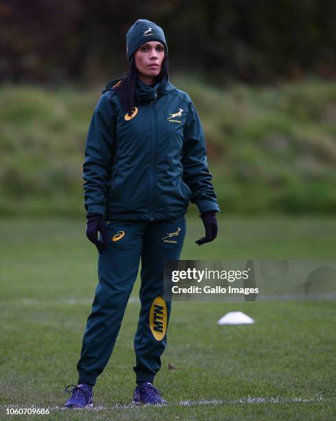 Rene Naylor during the South African national rugby team training session at Peffermill Sports Fields on November 12, 2018 in Edinburgh, Scotland.