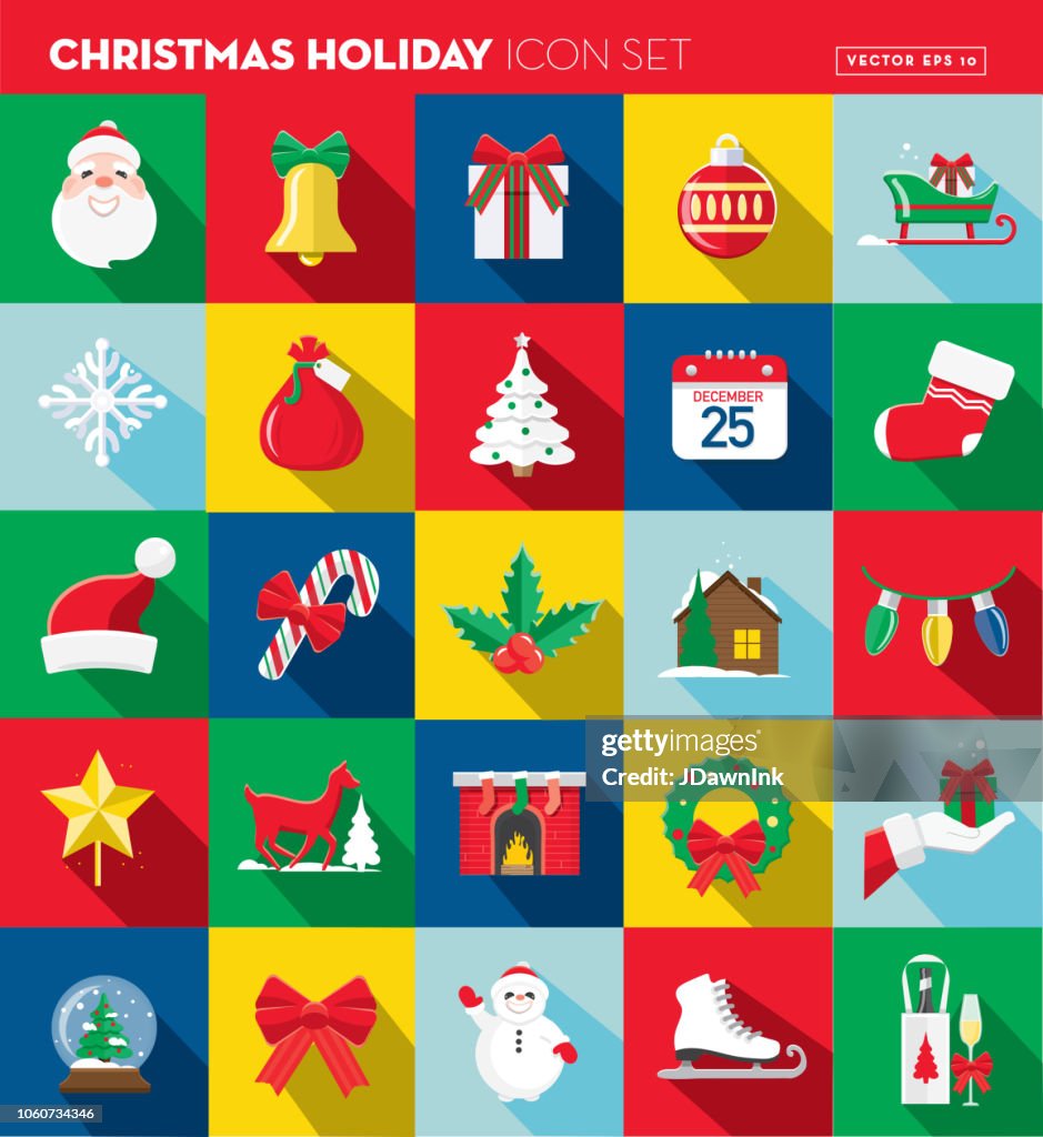 Christmas Flat Design Icon Set - Illustration