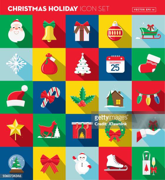 christmas flat design icon set - illustration - animal sleigh stock illustrations