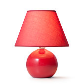 Red table lamp isolated on white
