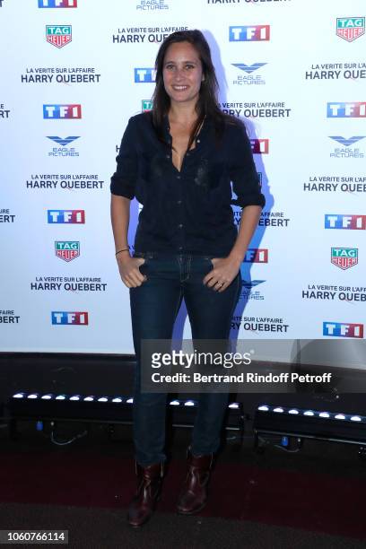 Actress Julie de Bona attends "The truth about the Harry Quebert affair - La verite sur l'affaire Harry Quebert" : Paris Photocall at Cinema Gaumont...