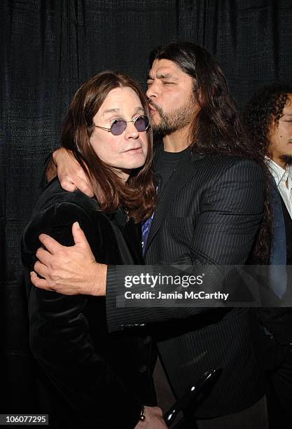 Ozzy Osbourne of Black Sabbath, inductee, and Robert Trujillo of Metallica