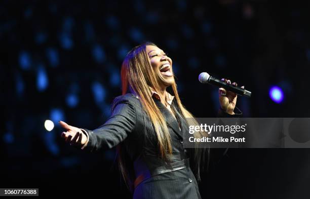 Yolanda Adams performs on stage during Peace Starts With Me concert at Nassau Coliseum on November 12, 2018 in Uniondale, New York.