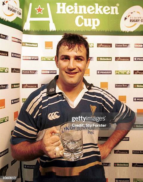 Man of the Match Nathan Spooner of Leinster after the Heineken Cup Pool Six match between Newport and Leinster at Rodney Parde, Newport. Mandatory...