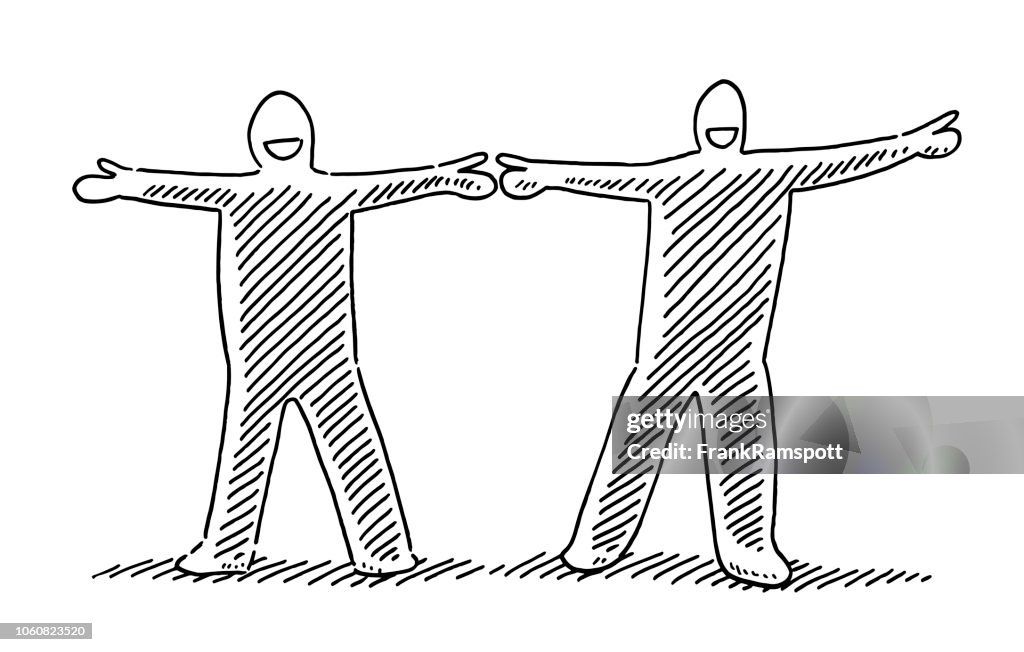 Double Human Figure Twin Concept Drawing