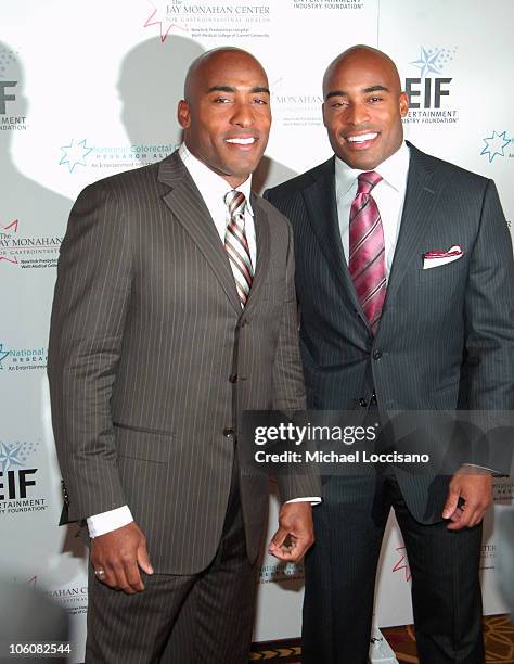 Ronde Barber and Tiki Barber during Katie Couric, EIF and NCCRA Present "Hollywood Meets Motown" Benefit - Arrivals at The Waldorf Astoria Hotel in...