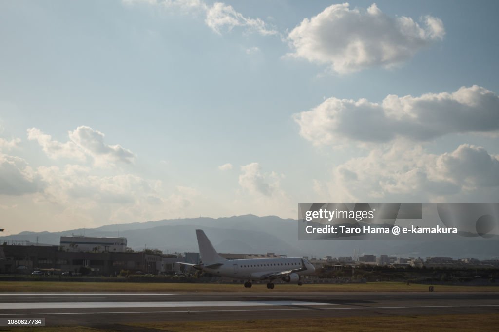 The airplane landing on Osaka International Airport Itami