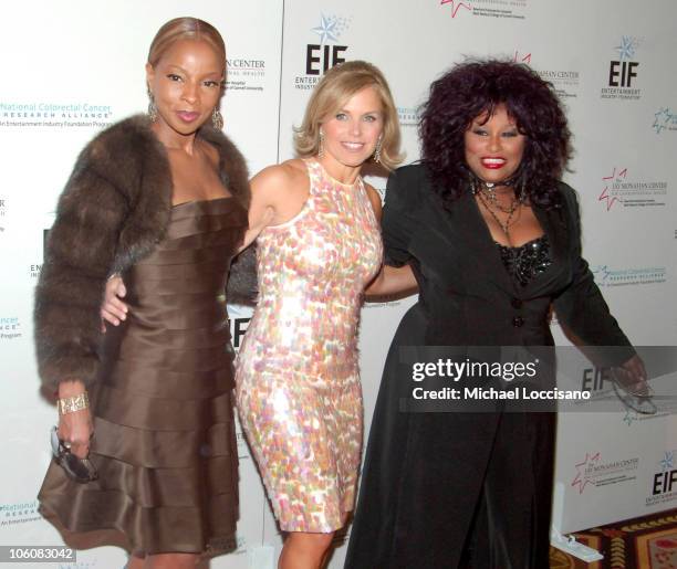 Mary J. Blige, Katie Couric and Chaka Khan during Katie Couric, EIF and NCCRA Present "Hollywood Meets Motown" Benefit - Arrivals at The Waldorf...