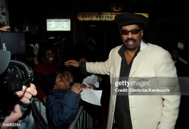 Steve Harvey during "Don't Trip...He Ain't Through With Me Yet" New York City Premiere at Magic Johnson Harlem Theater in Harlem, New York, United...