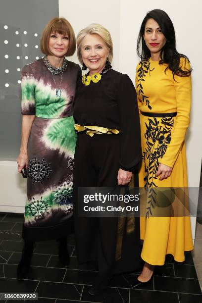 Anna Wintour, Hillary Clinton, and Huma Abedin pose backstage at the 2018 Glamour Women Of The Year Awards: Women Rise on November 12, 2018 in New...