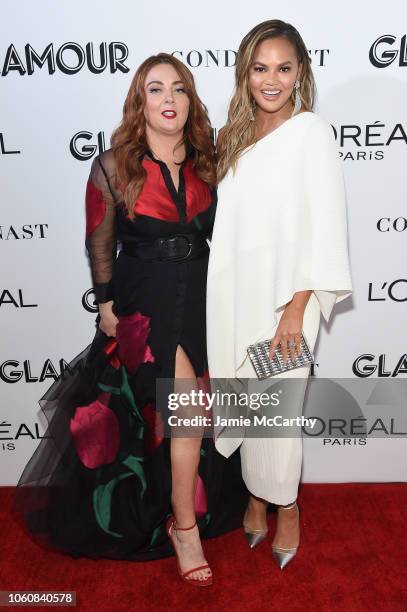 Glamour Editor-in-Chief Samantha Barry and Chrissy Teigen attend the 2018 Glamour Women Of The Year Awards: Women Rise on November 12, 2018 in New...