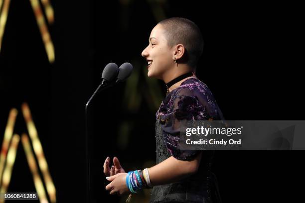 Emma Gonzalez speaks onstage at the 2018 Glamour Women Of The Year Awards: Women Rise on November 12, 2018 in New York City.