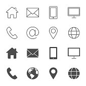Contacts vector icons outline style an silhouettes