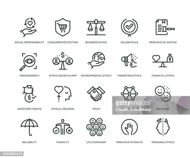 business ethics icons - line serie - justice concept stock-grafiken, -clipart, -cartoons und -symbole