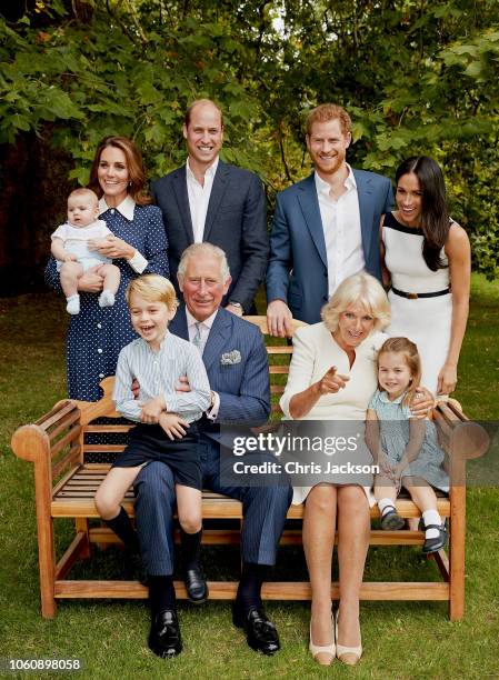 Prince Charles, Prince of Wales poses for an official portrait to mark his 70th Birthday in the gardens of Clarence House, with Their Royal...