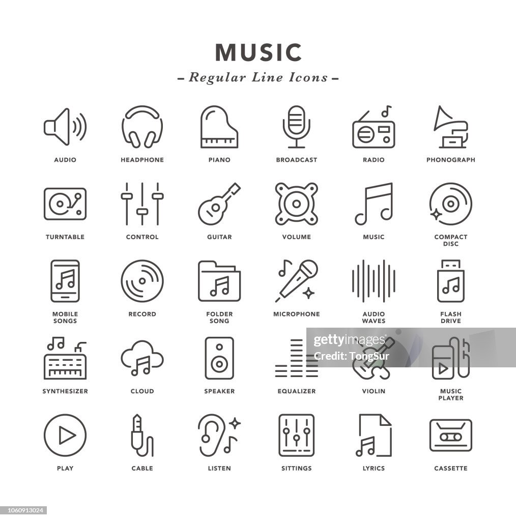 Music - Regular Line Icons