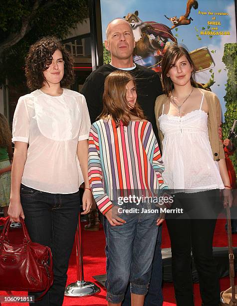 Bruce Willis and family during Dreamworks' "Over The Hedge" Los Angeles Premiere - Arrivals at Mann Village Theatre in Westwood, California, United...