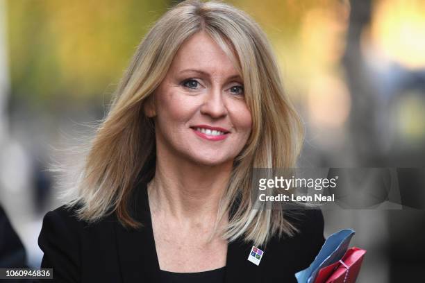 Work and Pensions Secretary Esther McVey arrives at 10 Downing Street on November 13, 2018 in London, England.